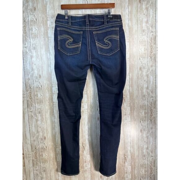 Silver Suki High Super Skinny Jeans Womens 34x33 Blue Dark Wash Stretch‎ Denim - Picture 2 of 12
